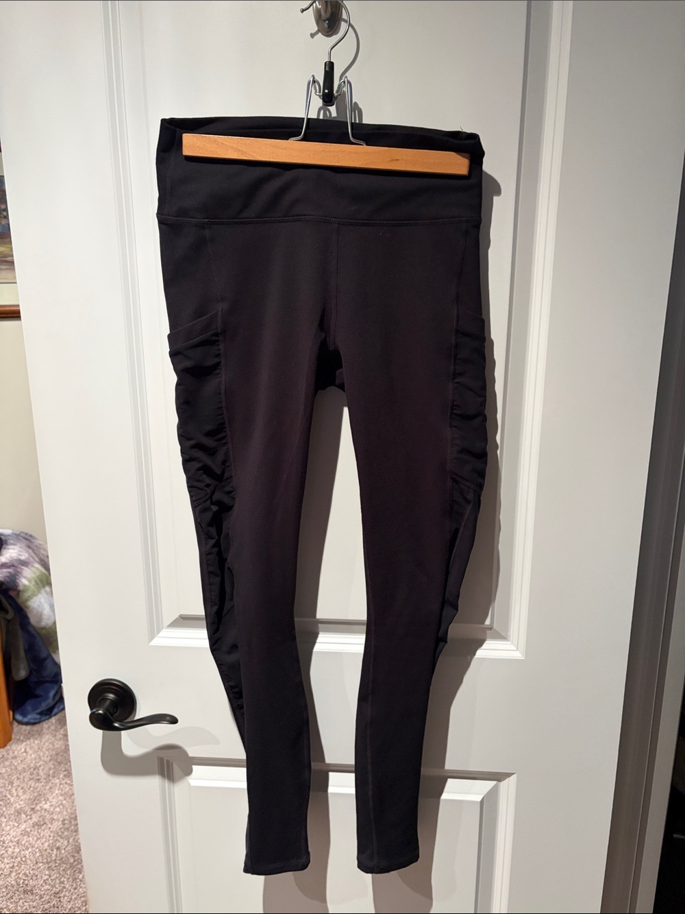 Fabletics Black High-Waist Leggings with Side panel exposure and Pockets